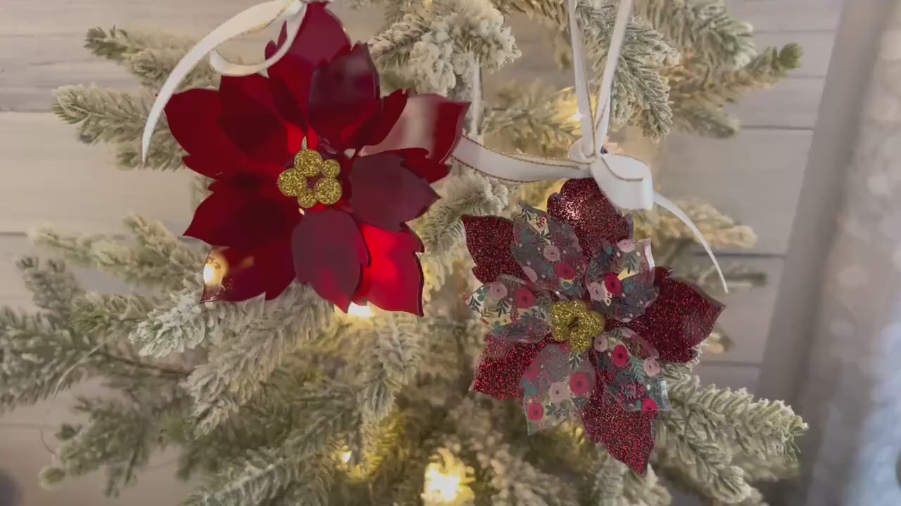 Poinsettia Layered 3D Acrylic Ornaments