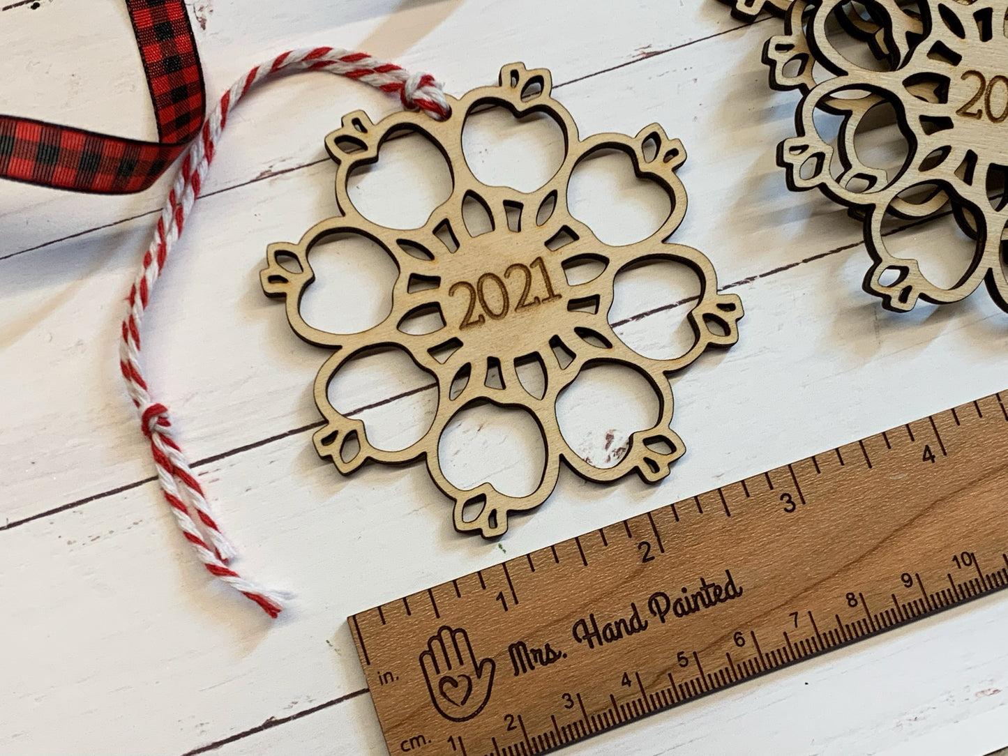 Apple Snowflake Laser Cut Ornament