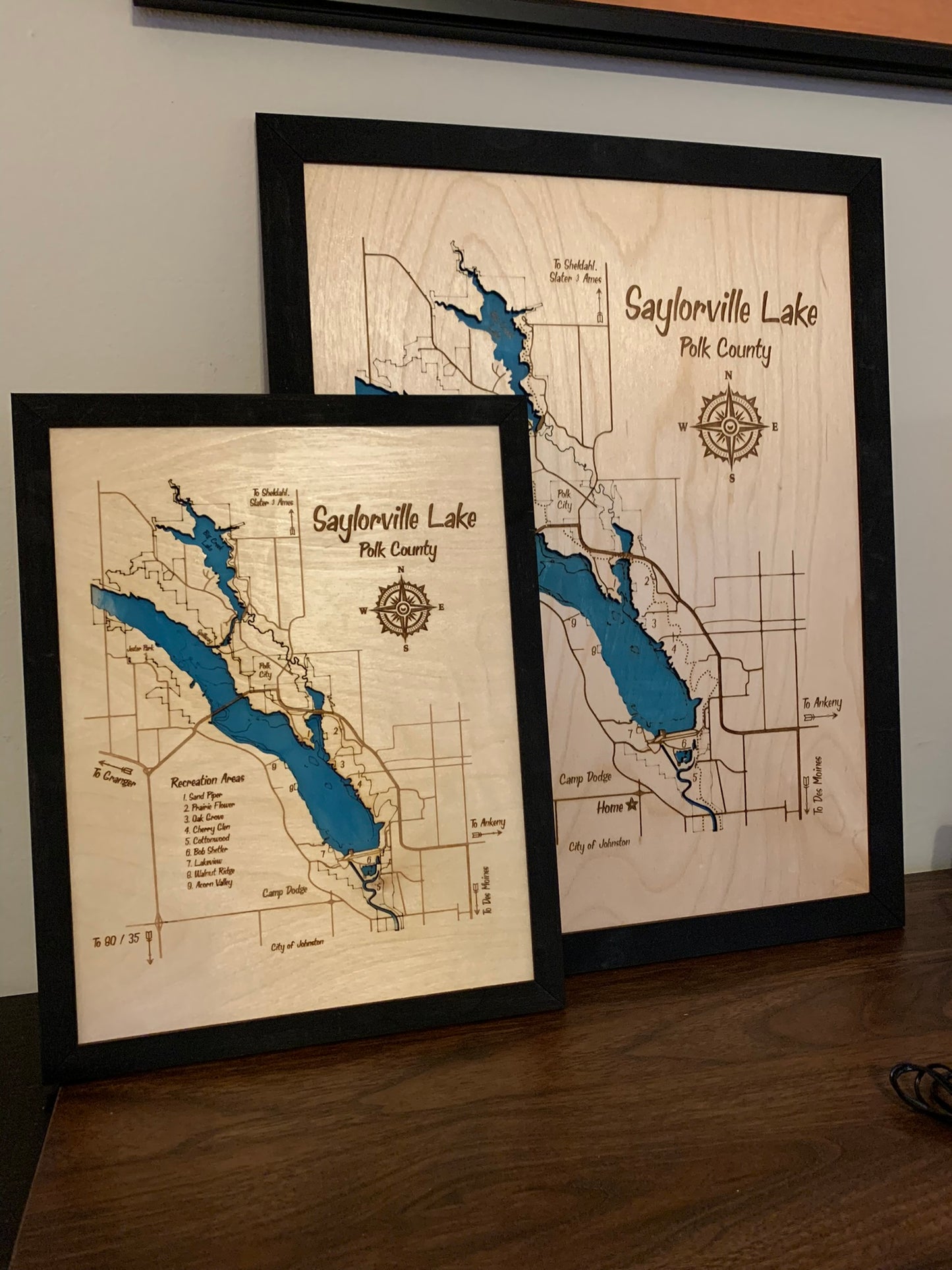 Custom Laser Engraved Lake Maps