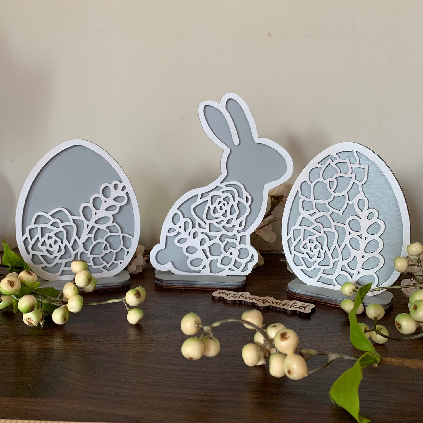 Laser Cut File - Succulents Standing Easter Bunny and Eggs - Digital Download SVG, DXF, AI files