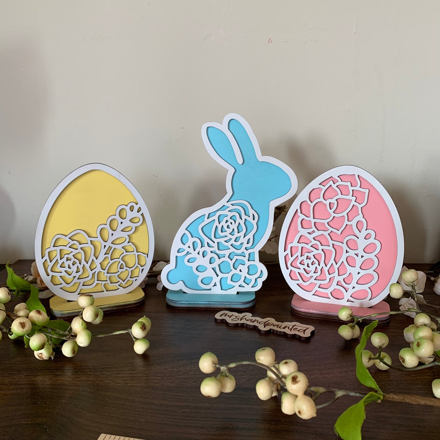 Laser Cut File - Succulents Standing Easter Bunny and Eggs - Digital Download SVG, DXF, AI files