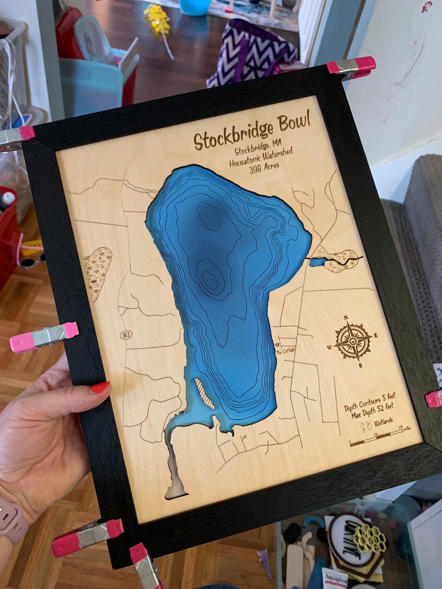 Custom Laser Engraved Lake Maps