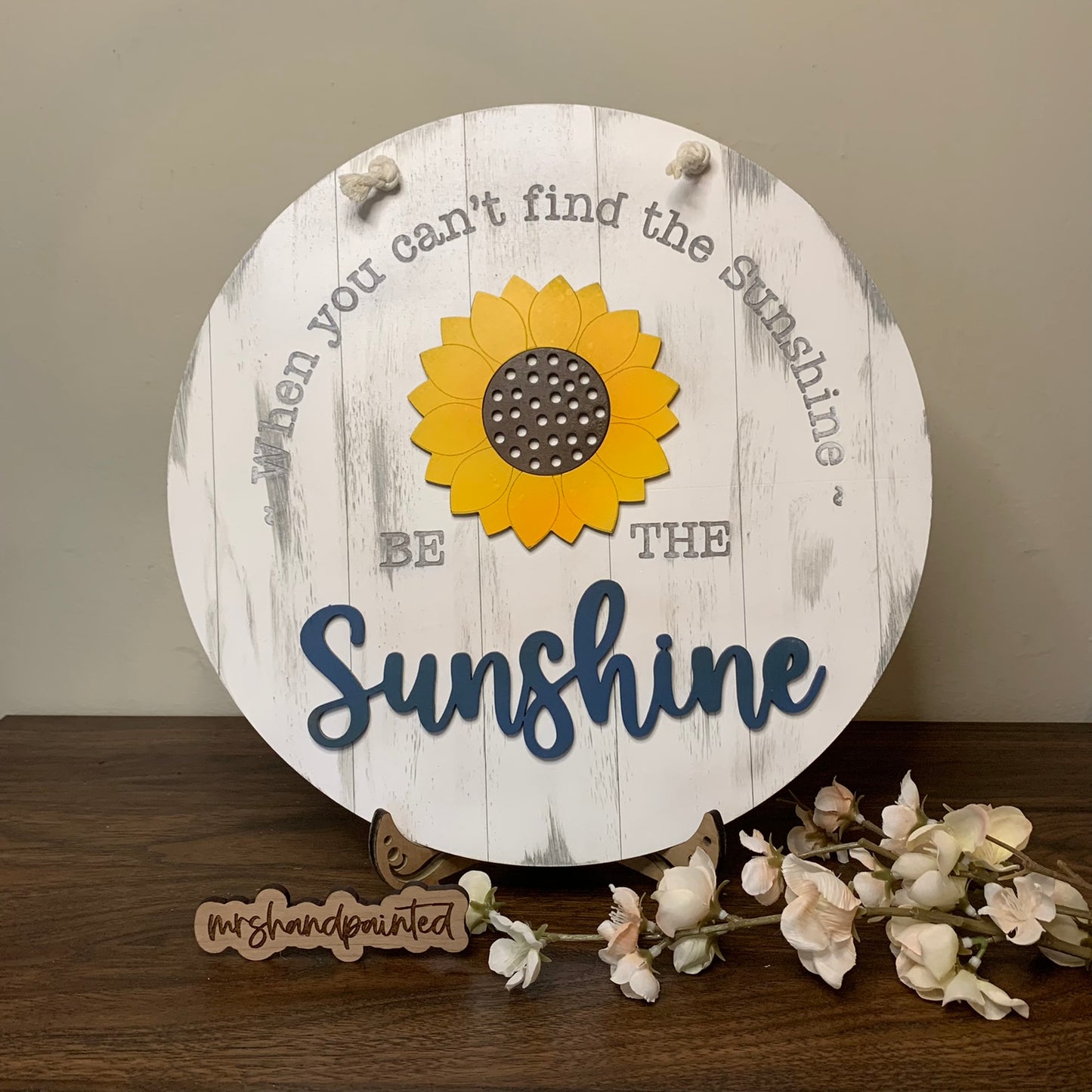 Sunflower Shiplap Style Laser Cut Wood Door Hangers