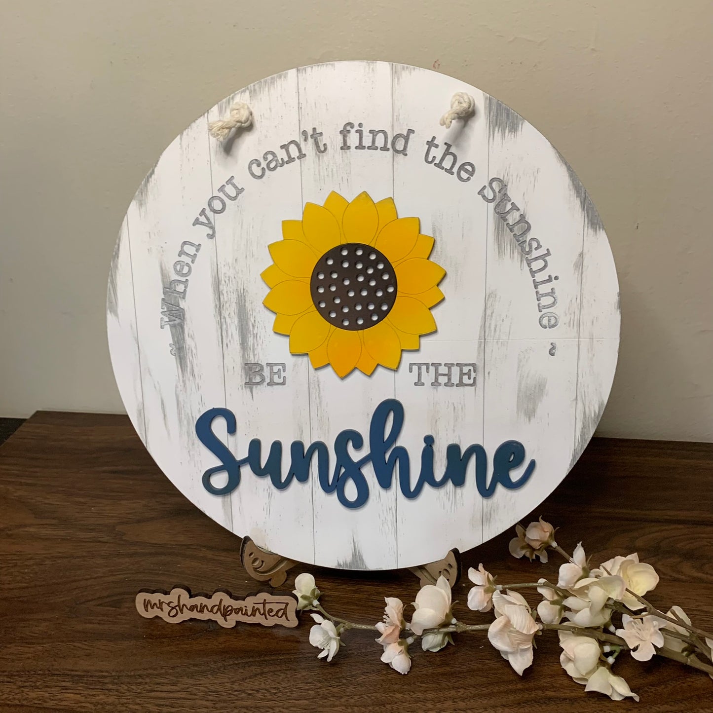 Sunflower Shiplap Style Laser Cut Wood Door Hangers