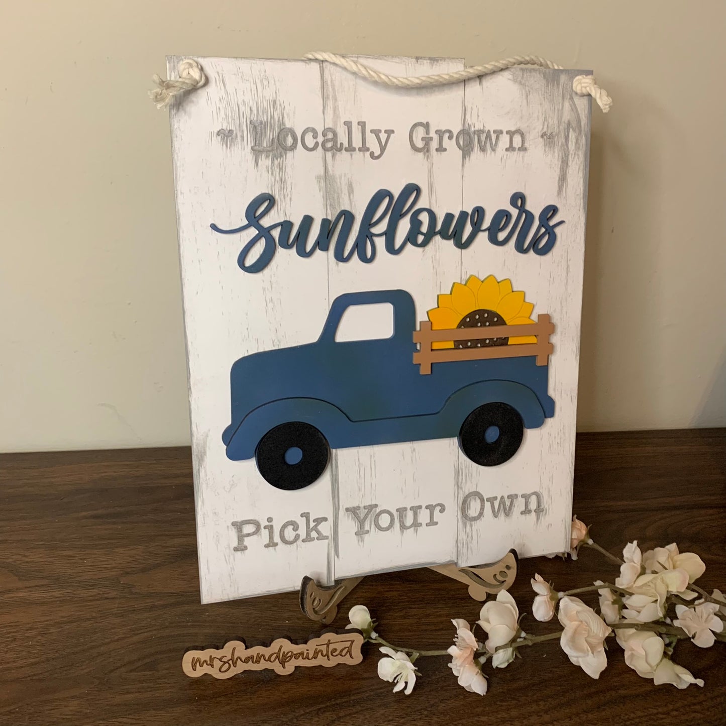 Sunflower Shiplap Style Laser Cut Wood Door Hangers