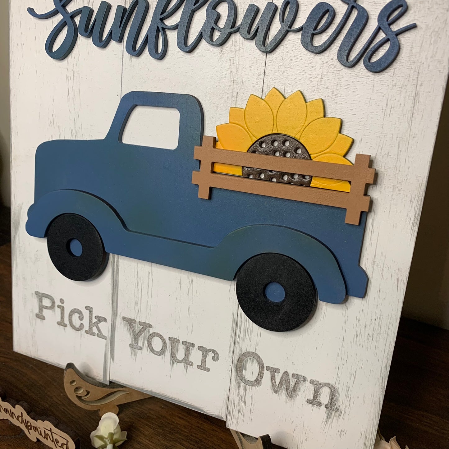 Sunflower Shiplap Style Laser Cut Wood Door Hangers