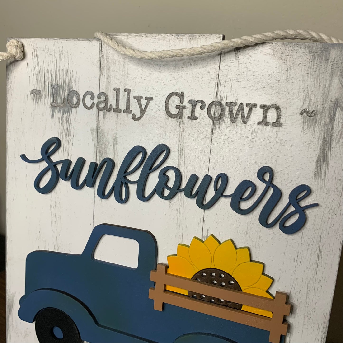 Sunflower Shiplap Style Laser Cut Wood Door Hangers