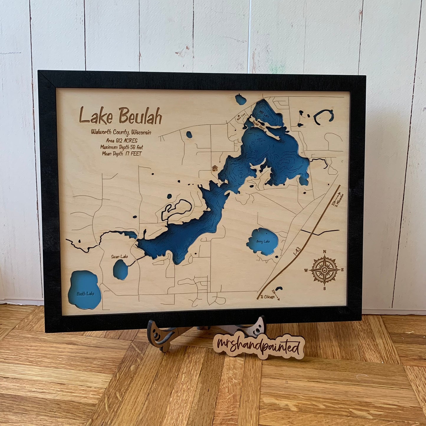 Custom Laser Engraved Lake Maps