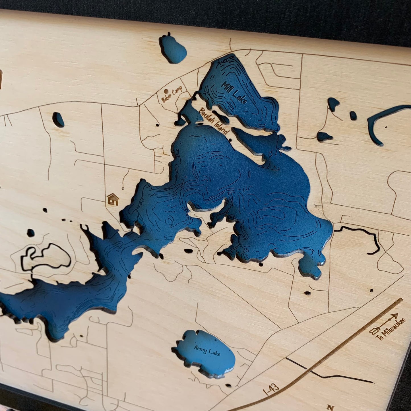 Custom Laser Engraved Lake Maps