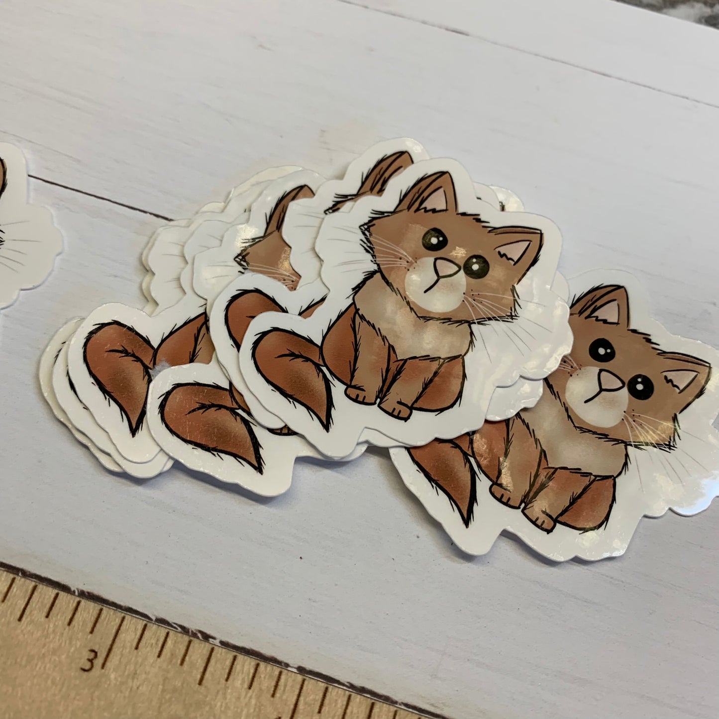 Cute Kitty Die Cut Laminated Vinyl Stickers