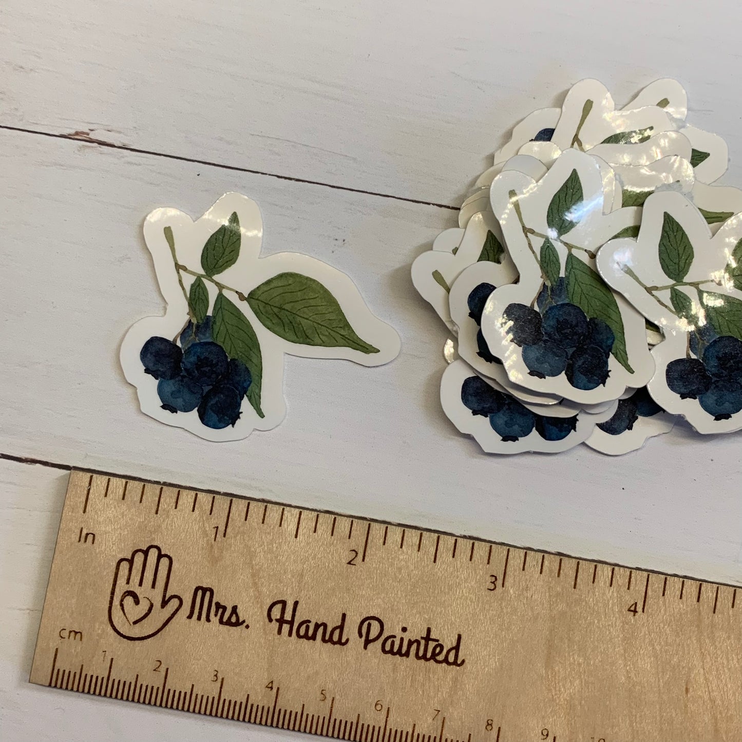 Watercolor Blueberries Die Cut Laminated Vinyl Sticker