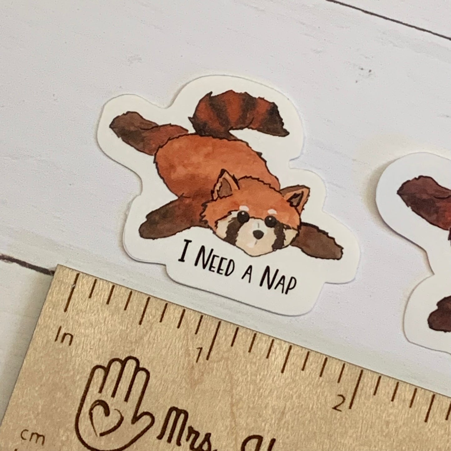 Red Panda "I Need a Nap" Die Cut Laminated Vinyl Stickers