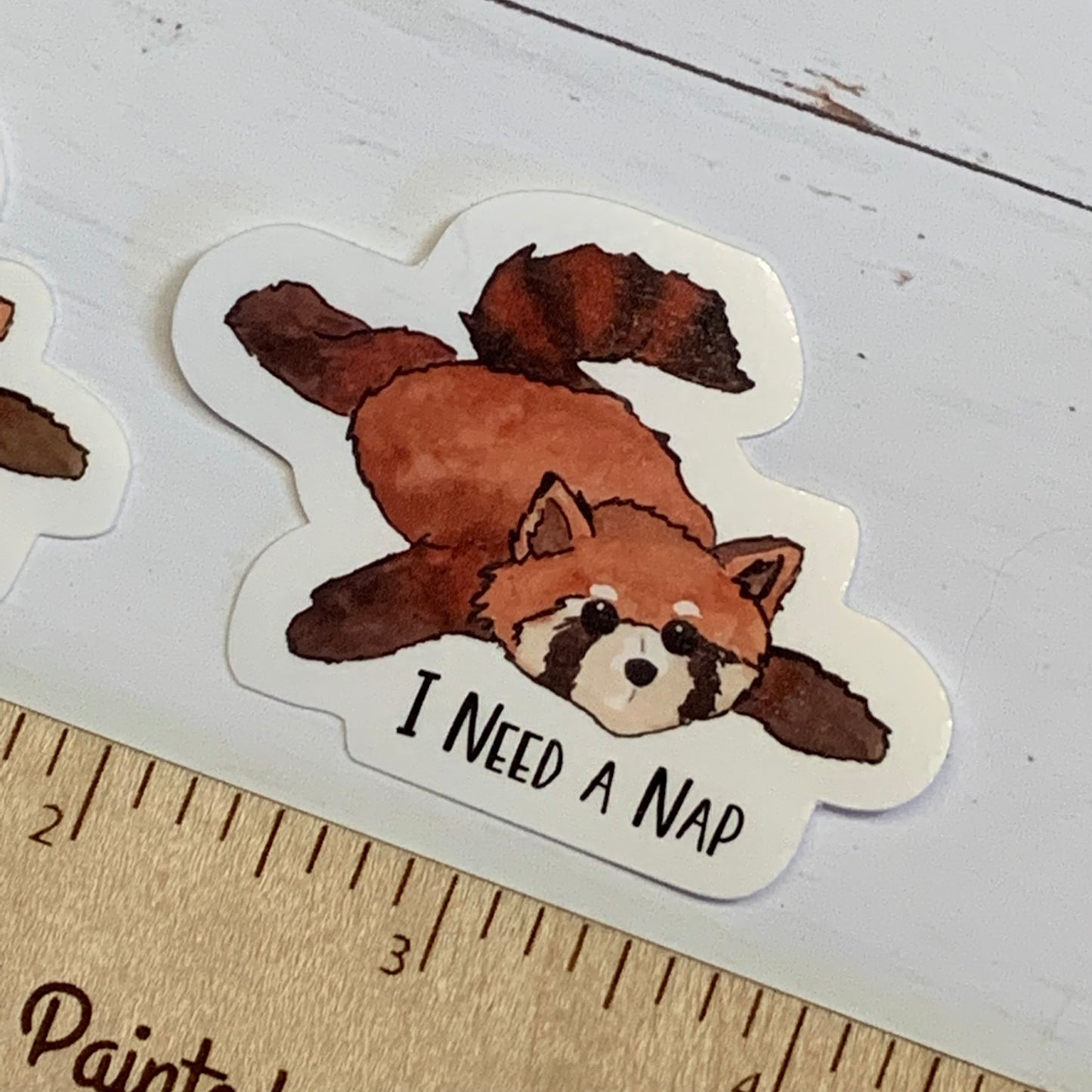 Red Panda "I Need a Nap" Die Cut Laminated Vinyl Stickers