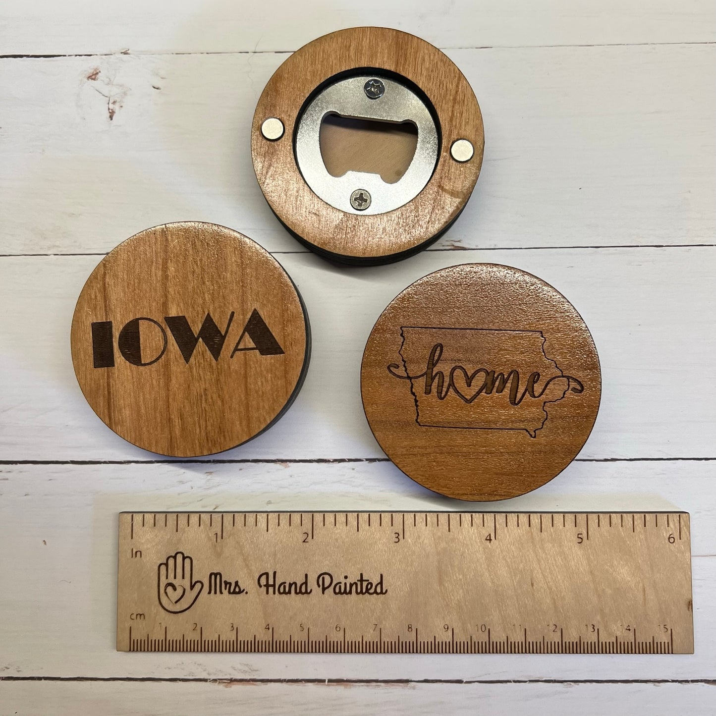 Laser Engraved Wood Bottle Opener with Magnets