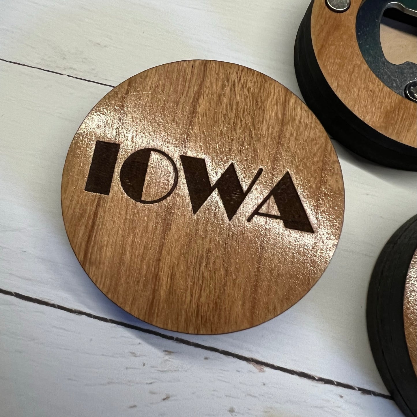 Laser Engraved Wood Bottle Opener with Magnets