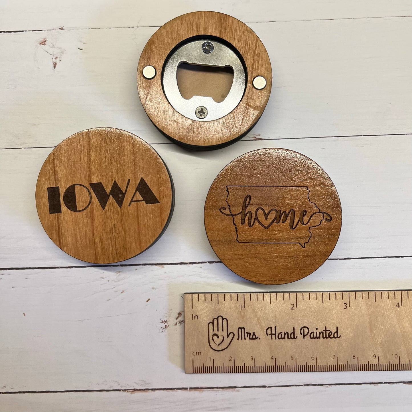 Laser Engraved Wood Bottle Opener with Magnets