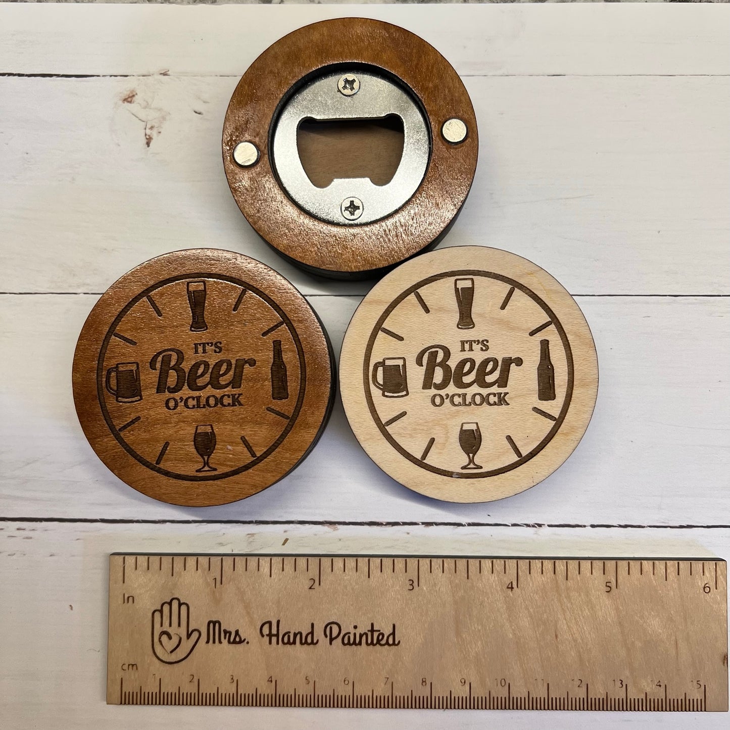 Laser Engraved Wood Bottle Opener with Magnets