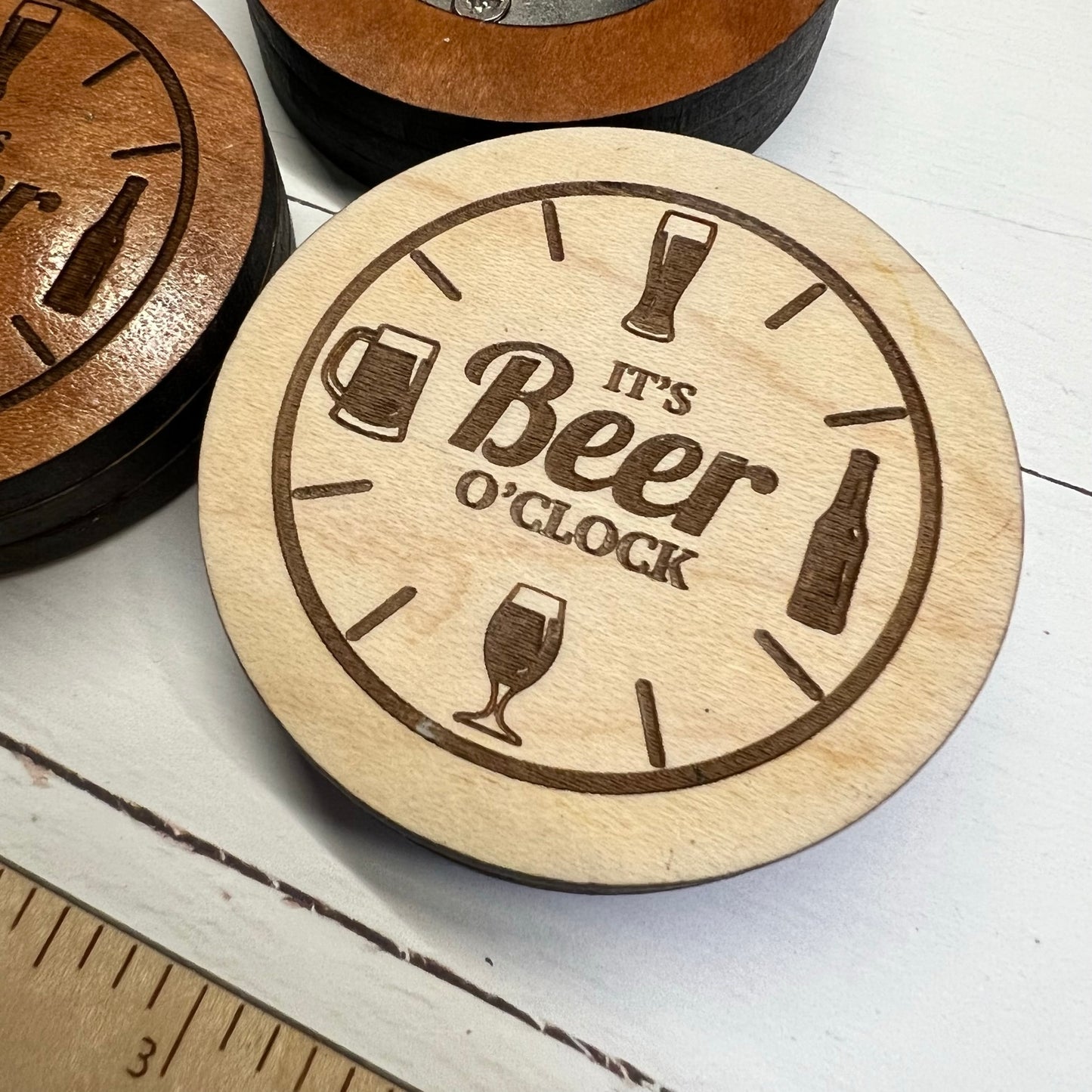 Laser Engraved Wood Bottle Opener with Magnets