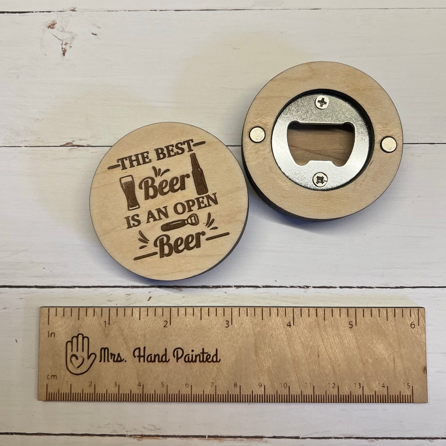 Laser Engraved Wood Bottle Opener with Magnets