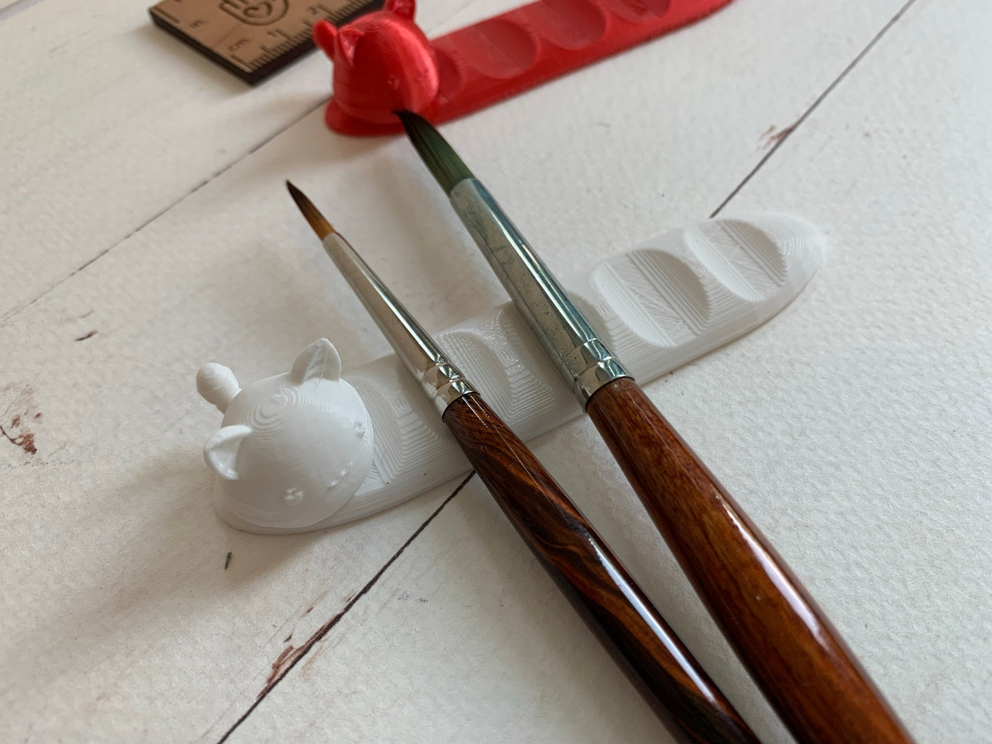 Cute Kitty Paint Brush Rest - 3D Printed Custom Color Choices