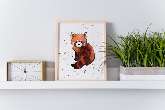 Watercolor Red Panda - Digital Reproduction - Printable Fine Art Print, Nursery Wall Art, Baby Shower Gift