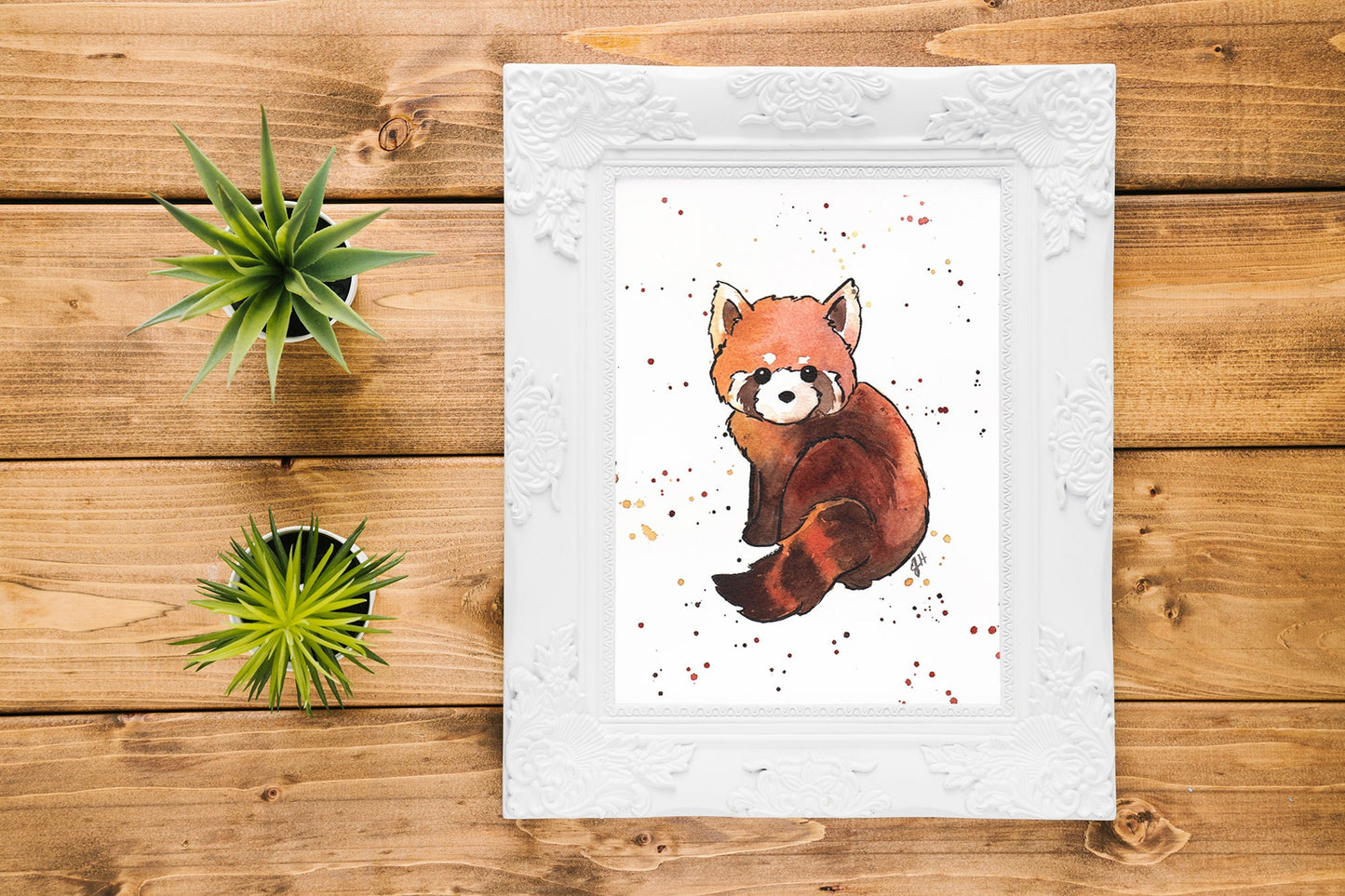 Fine Art Print - Watercolor Red Panda - Digital Reproduction - Giclee Print, Cute Zoo Animal Nursery Decor