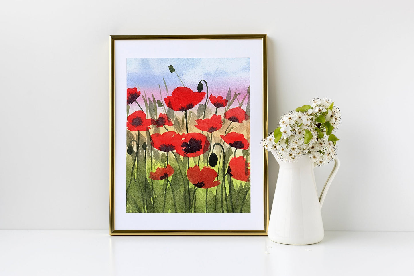 Poppies at Sunset - Reproduction, Fine Art Print, Giclee Print