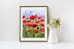 Poppies at Sunset - Reproduction, Fine Art Print, Giclee Print, Floral Landscape, Red Poppies, Flowers