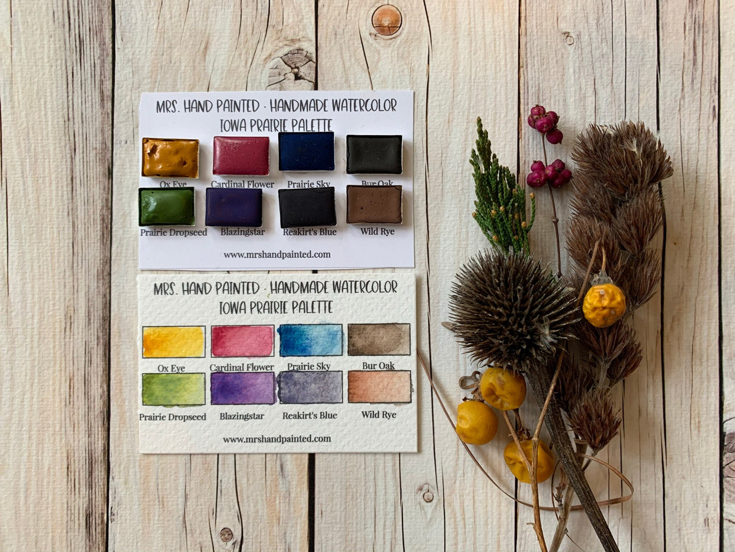 Handmade Watercolor Paints - IOWA PRAIRIE - Artisan Paint Palette, Set of 8 Half Pans Matte Watercolor