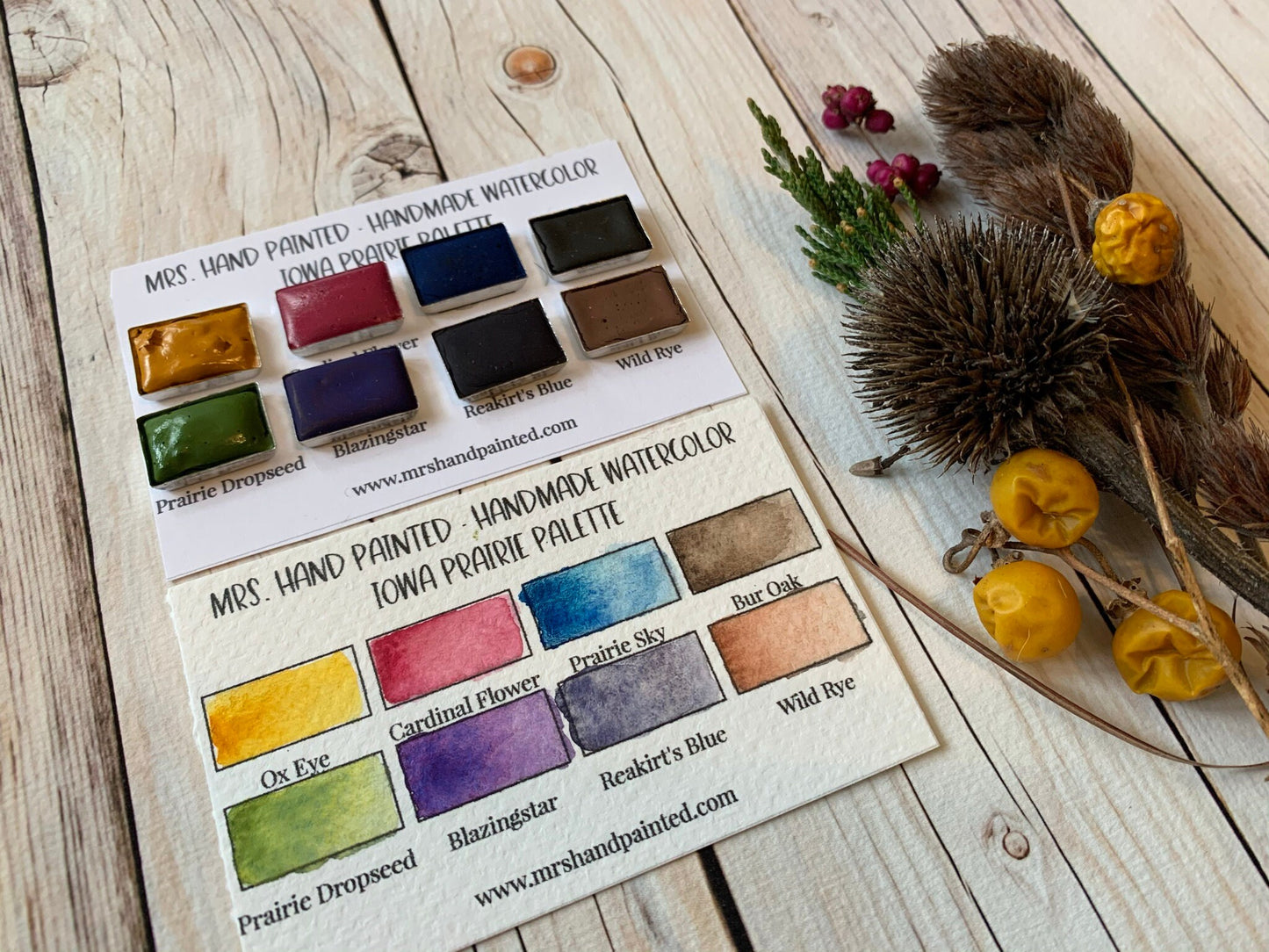 Handmade Watercolor Paints - IOWA PRAIRIE - Artisan Paint Palette, Set of 8 Half Pans Matte Watercolor