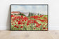 Watercolor Tuscan Poppies Landscape #1 Giclee Fine Art Print Reproduction