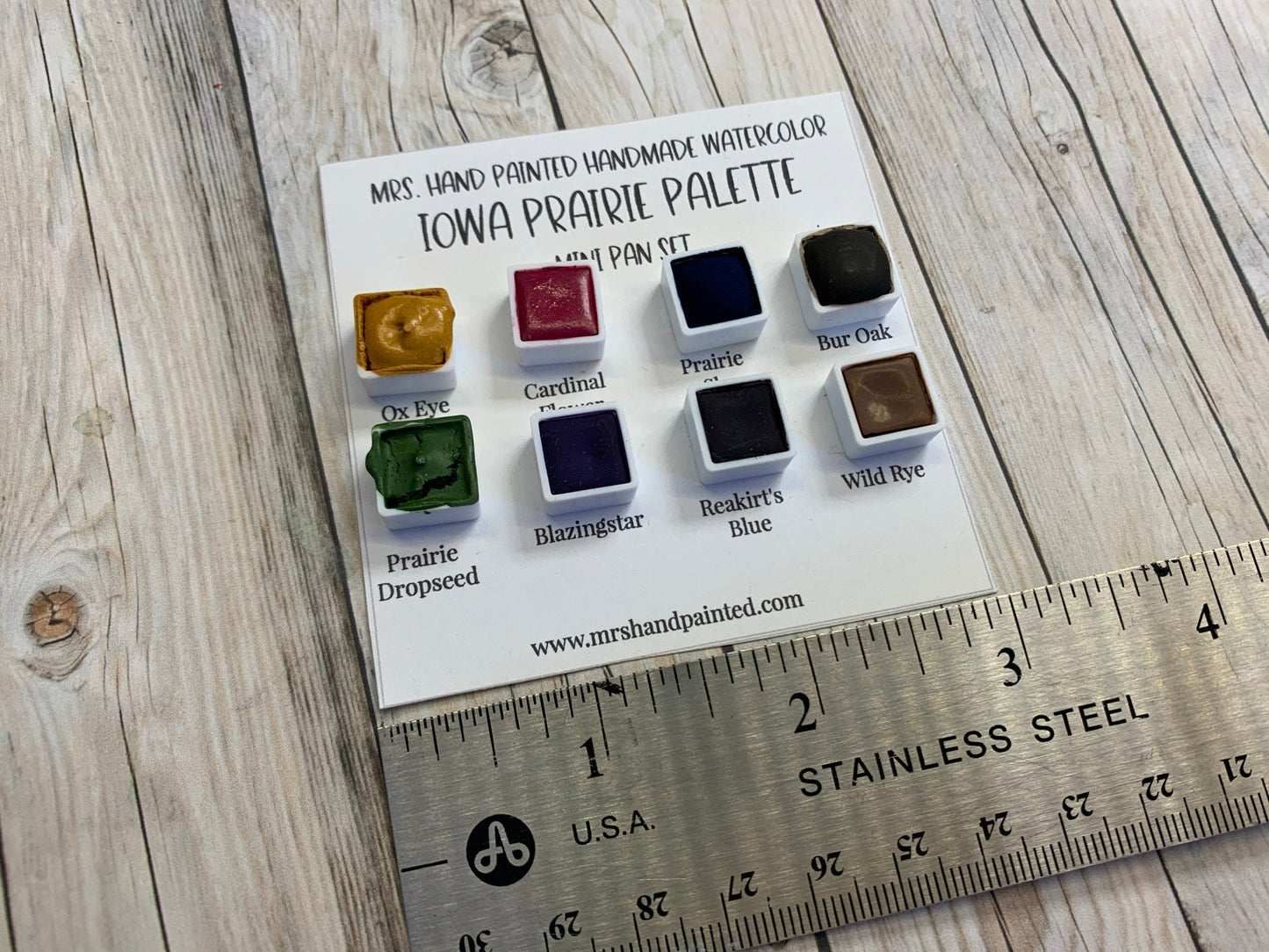 Handmade Watercolor Paints - IOWA PRAIRIE - Artisan Paint Palette, Set of 8 Half Pans Matte Watercolor