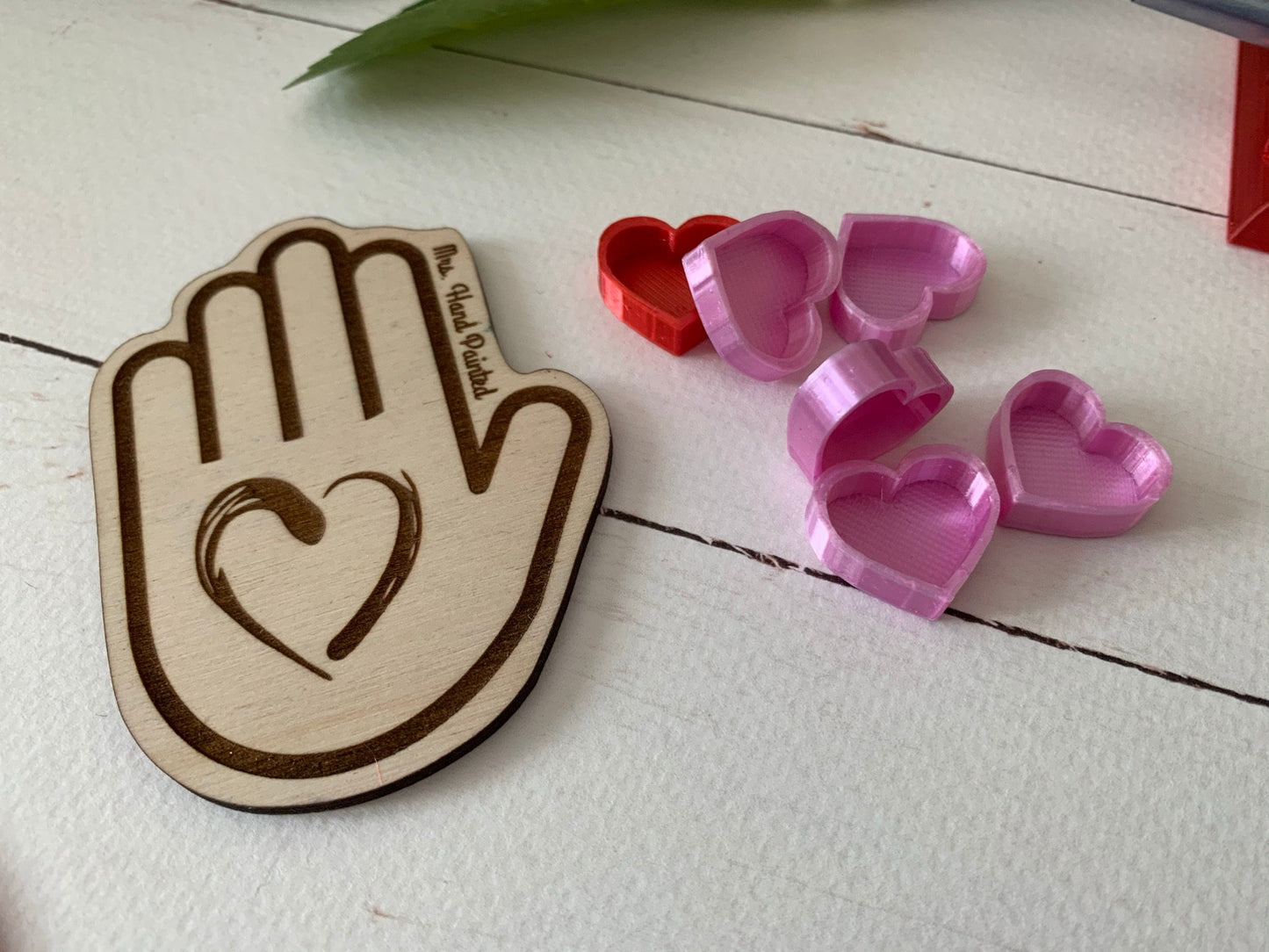 Custom PLA Bioplastic 3D Printed Watercolor Pans - Silk Shine Red or Pink Heart Shaped Quarter Pans - heart - Small or Bulk Quantities