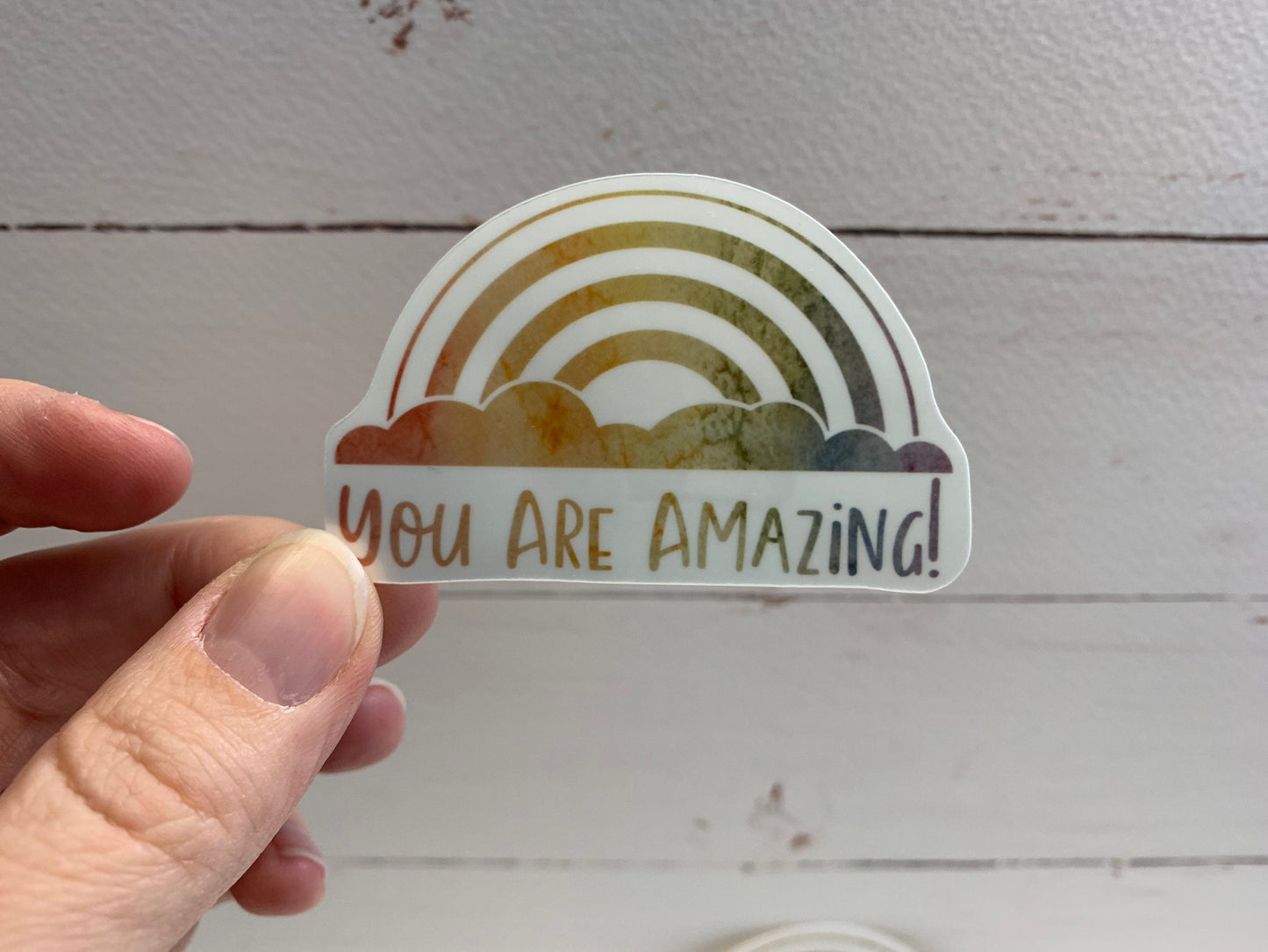 Watercolor Rainbow "You Are Amazing” Die Cut Laminated Vinyl Stickers, Sticker Collecting, Waterproof Glossy Vinyl