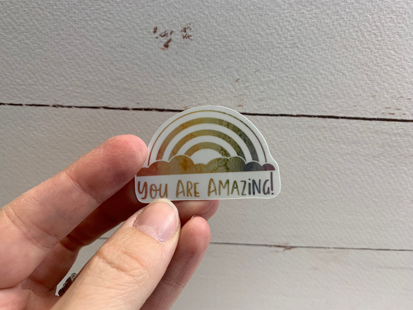 Watercolor Rainbow "You Are Amazing” Die Cut Laminated Vinyl Stickers, Sticker Collecting, Waterproof Glossy Vinyl