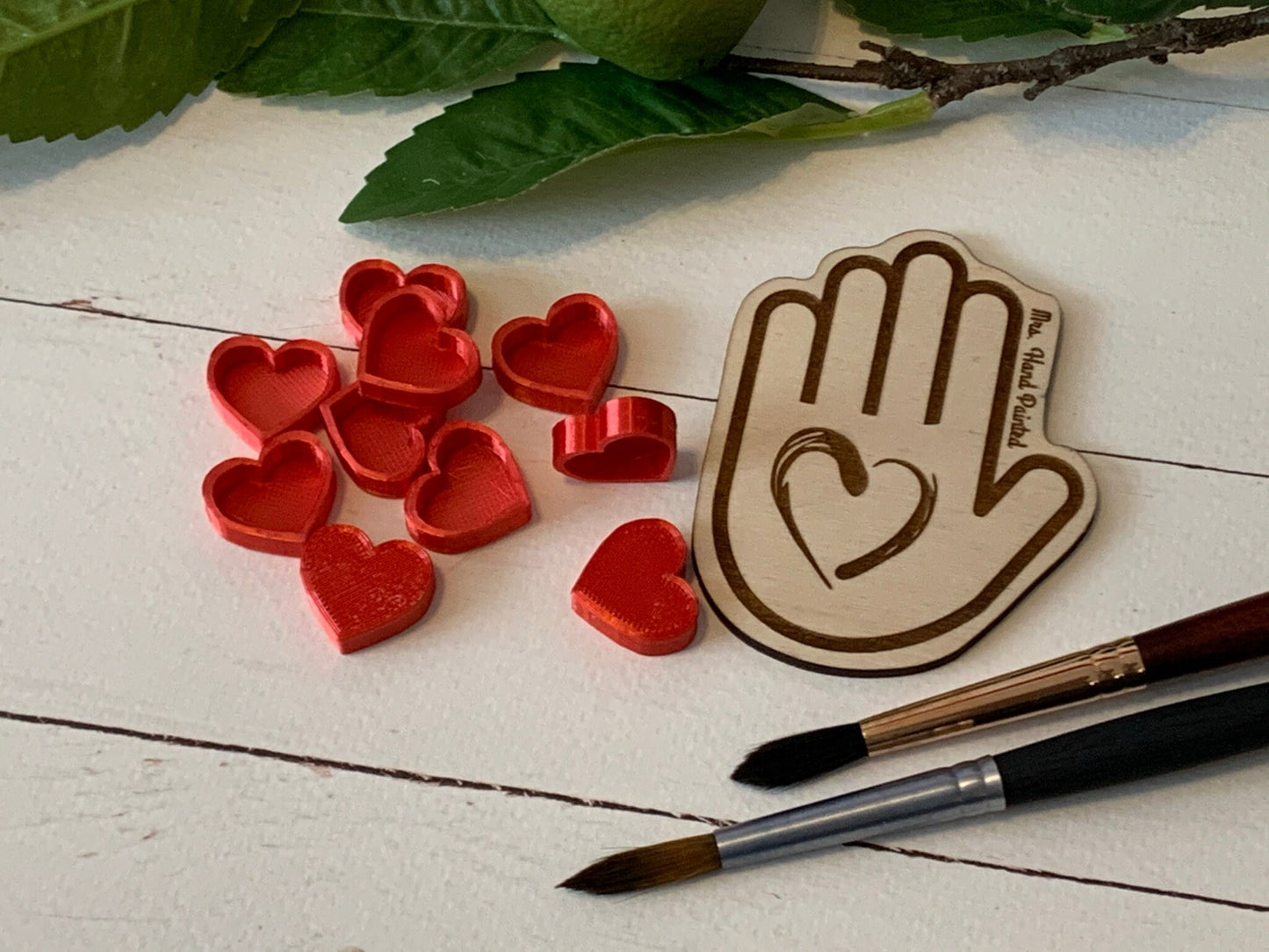 Custom PLA Bioplastic 3D Printed Watercolor Pans - Silk Shine Red or Pink Heart Shaped Quarter Pans - heart - Small or Bulk Quantities