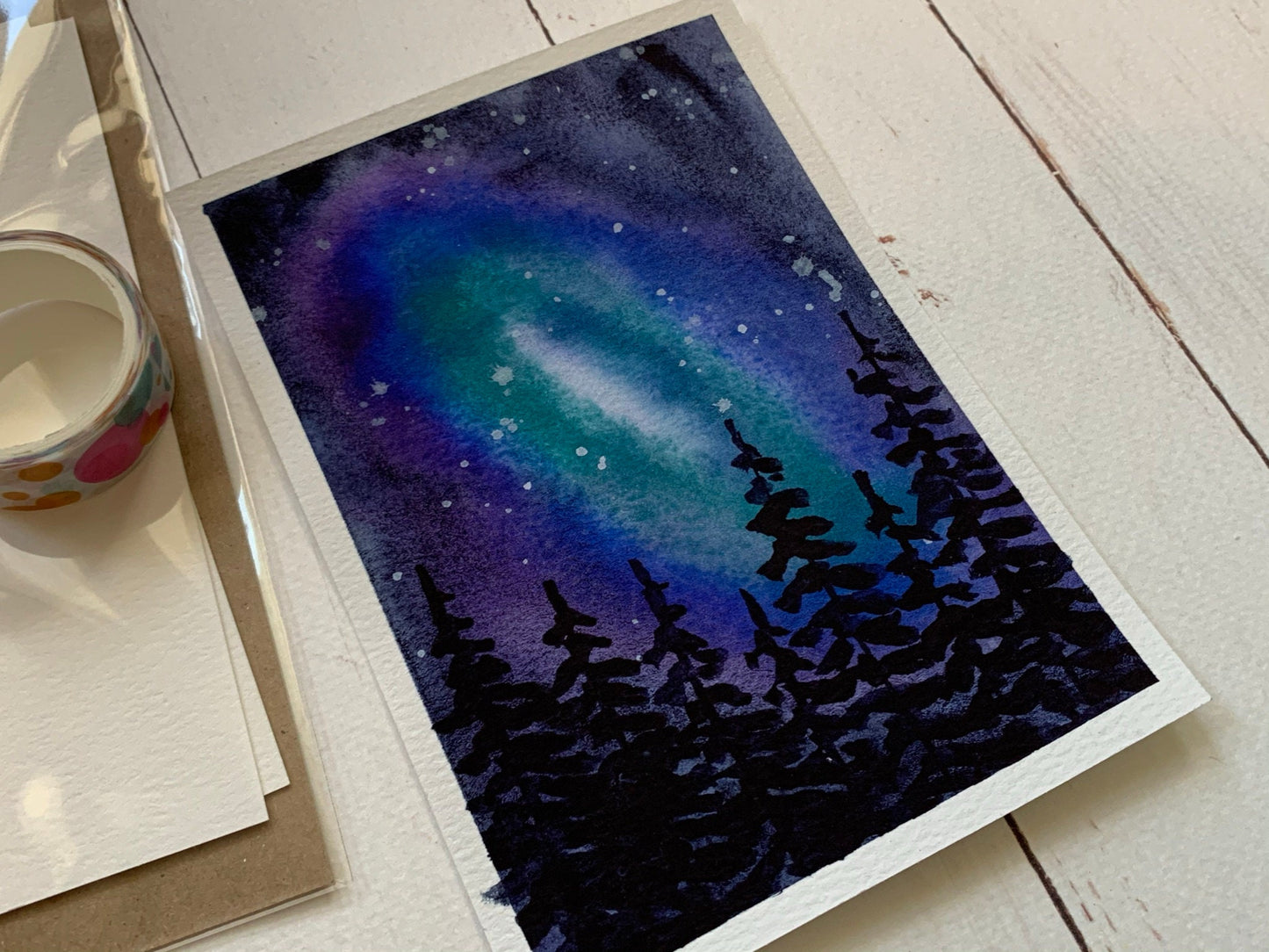 Watercolor Postcard Landscape Kit - GALAXY - Paint, Paper and Step by Step Instructions