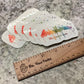 Watercolor "Des Moines” Skyline Rainbow Splatter, Die Cut Laminated Vinyl Stickers, Water Resistant
