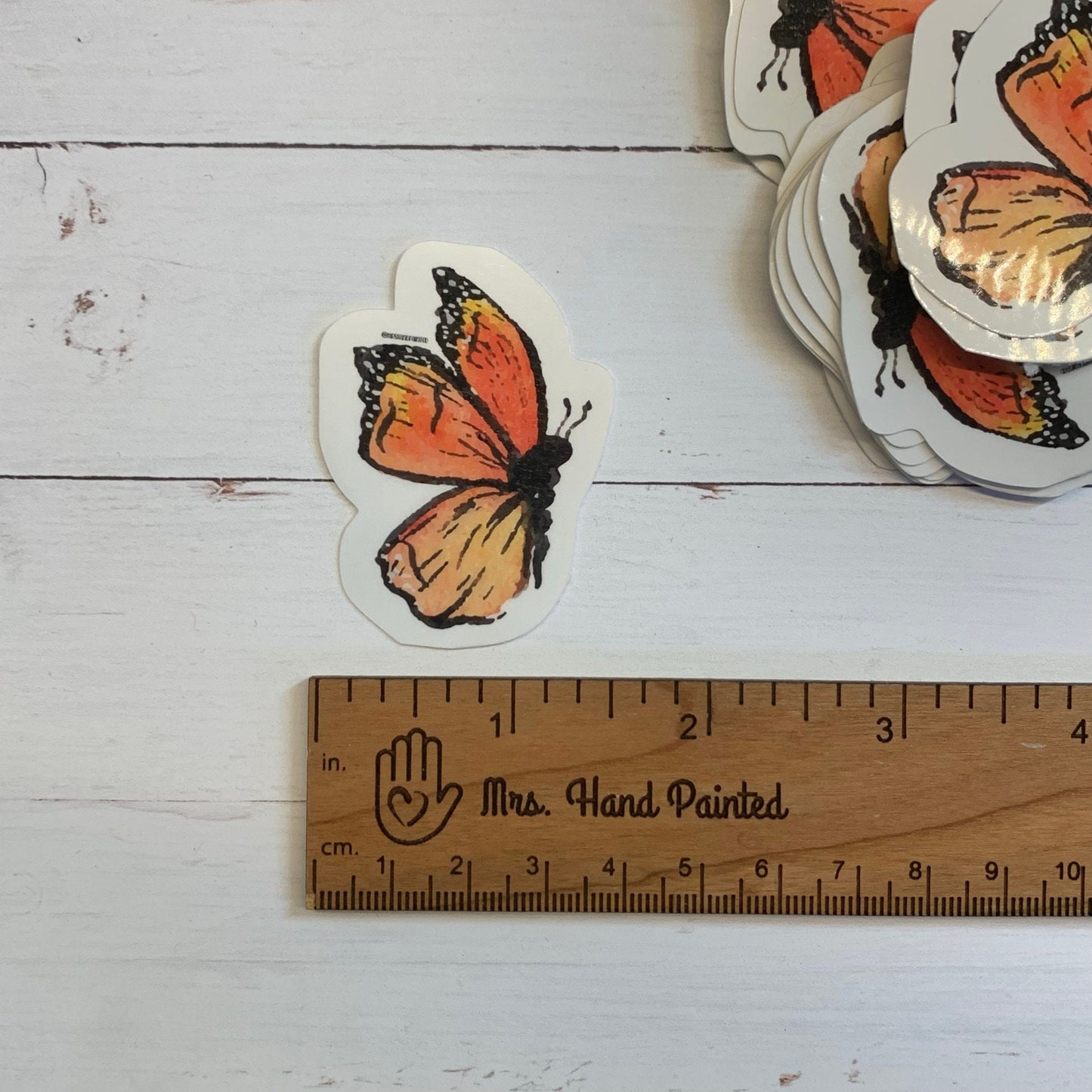 Watercolor Monarch Butterfly Laminated Die Cut Fine Art Sticker