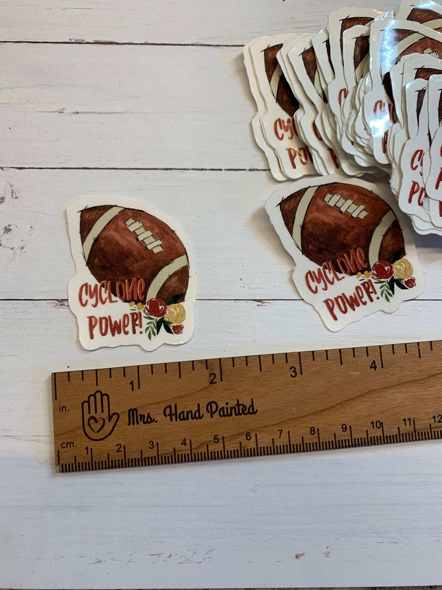 Watercolor "Cyclones Power" Iowa State Football Die Cut Laminated Glossy Vinyl Stickers, Scrapbooking, Game Day Merchandise ISU