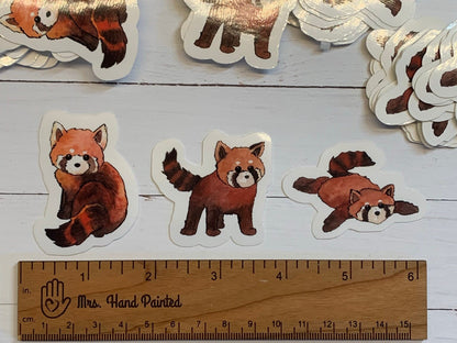Red Panda Watercolor Artwork - Glossy Waterproof Vinyl Stickers 2 inches