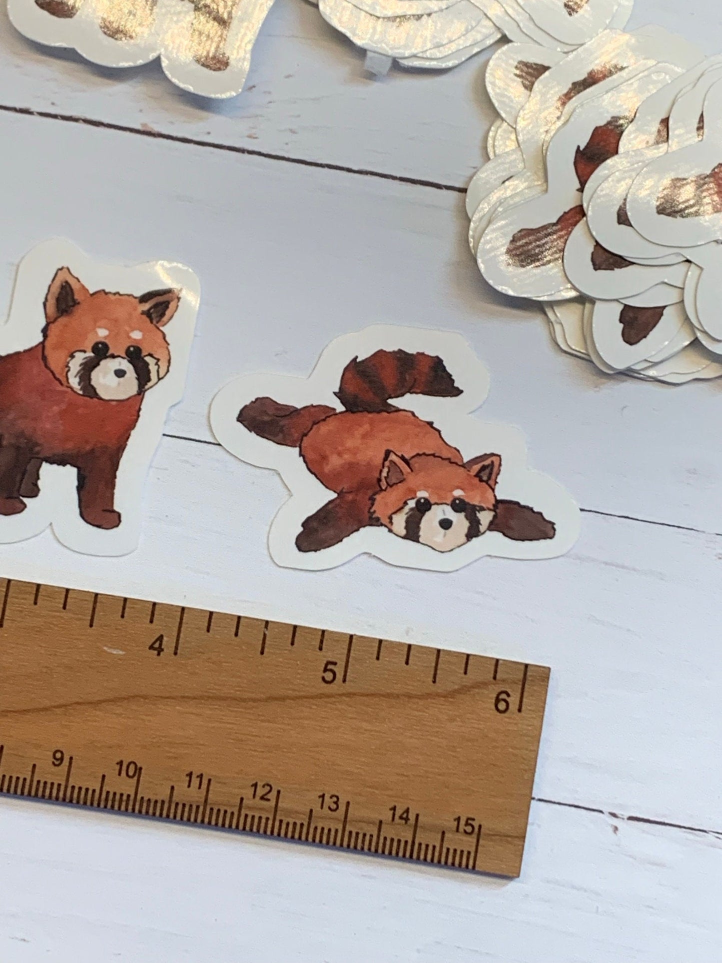 Red Panda Watercolor Artwork - Glossy Waterproof Vinyl Stickers 2 inches