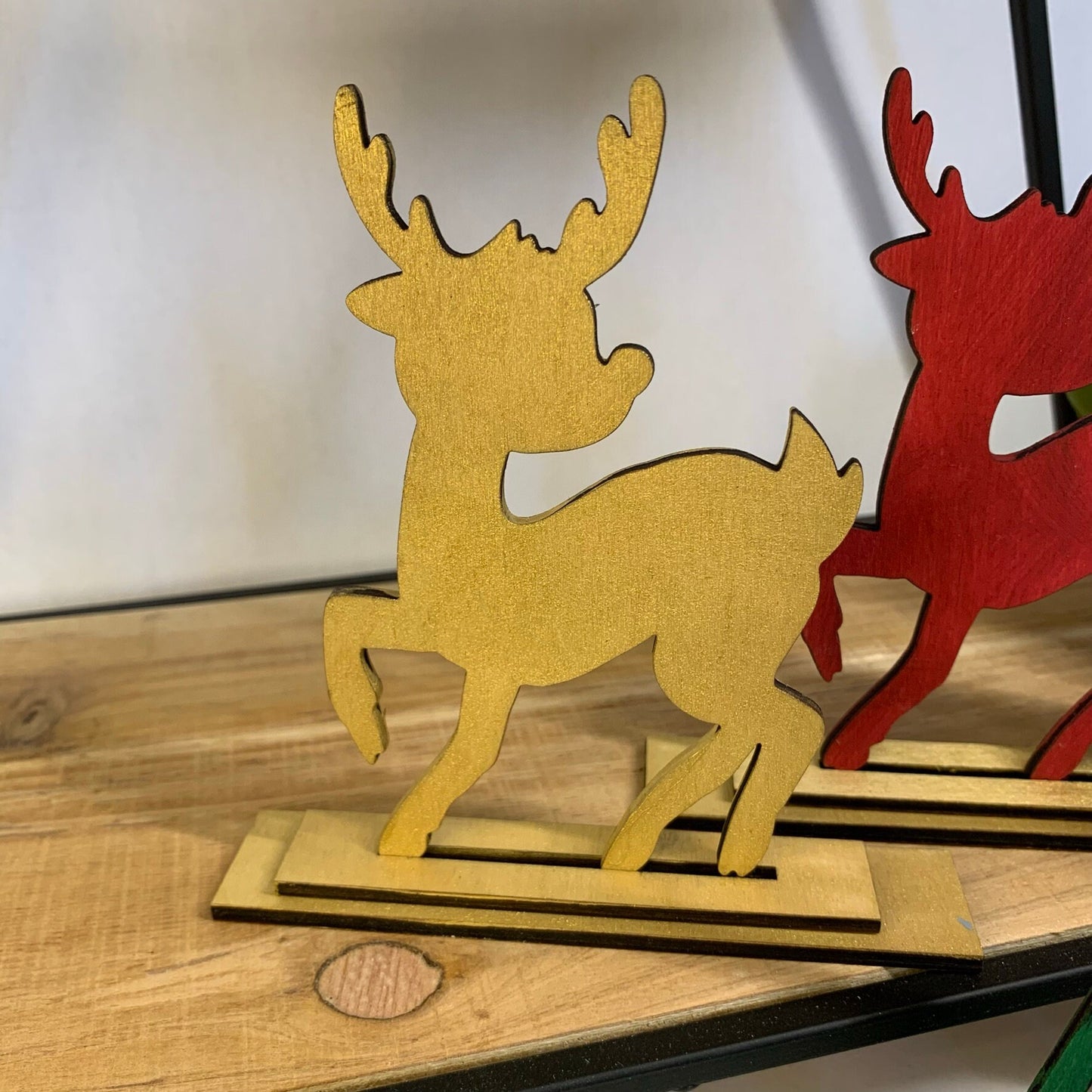 Laser Cut File - Retro Reindeer and Mid Century Modern Standing Trees Trio, Tiered Tray Pieces - Digital Download SVG, DXF, AI files