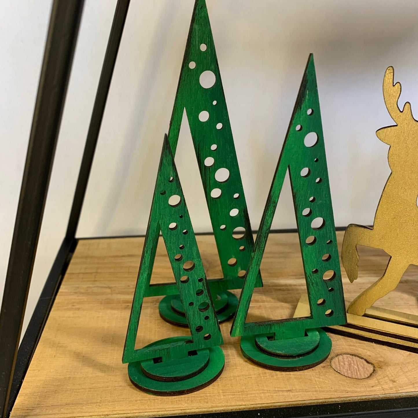 Laser Cut File - Retro Reindeer and Mid Century Modern Standing Trees Trio, Tiered Tray Pieces - Digital Download SVG, DXF, AI files