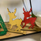 Retro Reindeer and Polka Dot Trees - Christmas Tiered Tray Decor - Laser Cut Wood Painted, Mid Century Modern Theme Decorations