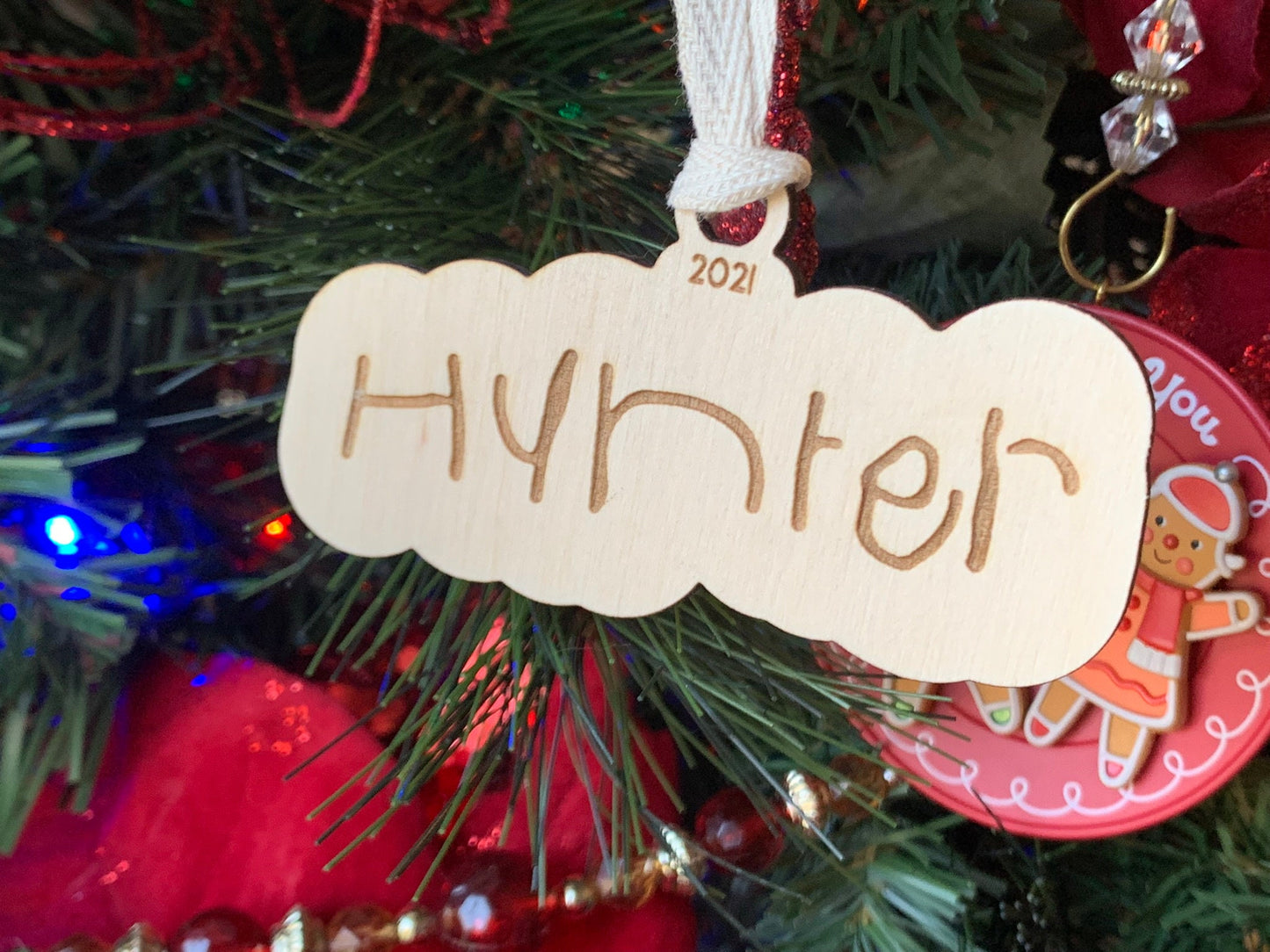 Custom Children's Handwriting or Drawing Ornament Unfinished Wood - Personalization with Name or Drawing