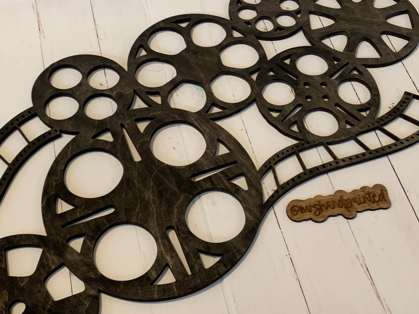 Movie Reels and Film Collage Laser Cut Wood Wall Hanging - Home Theater Decor