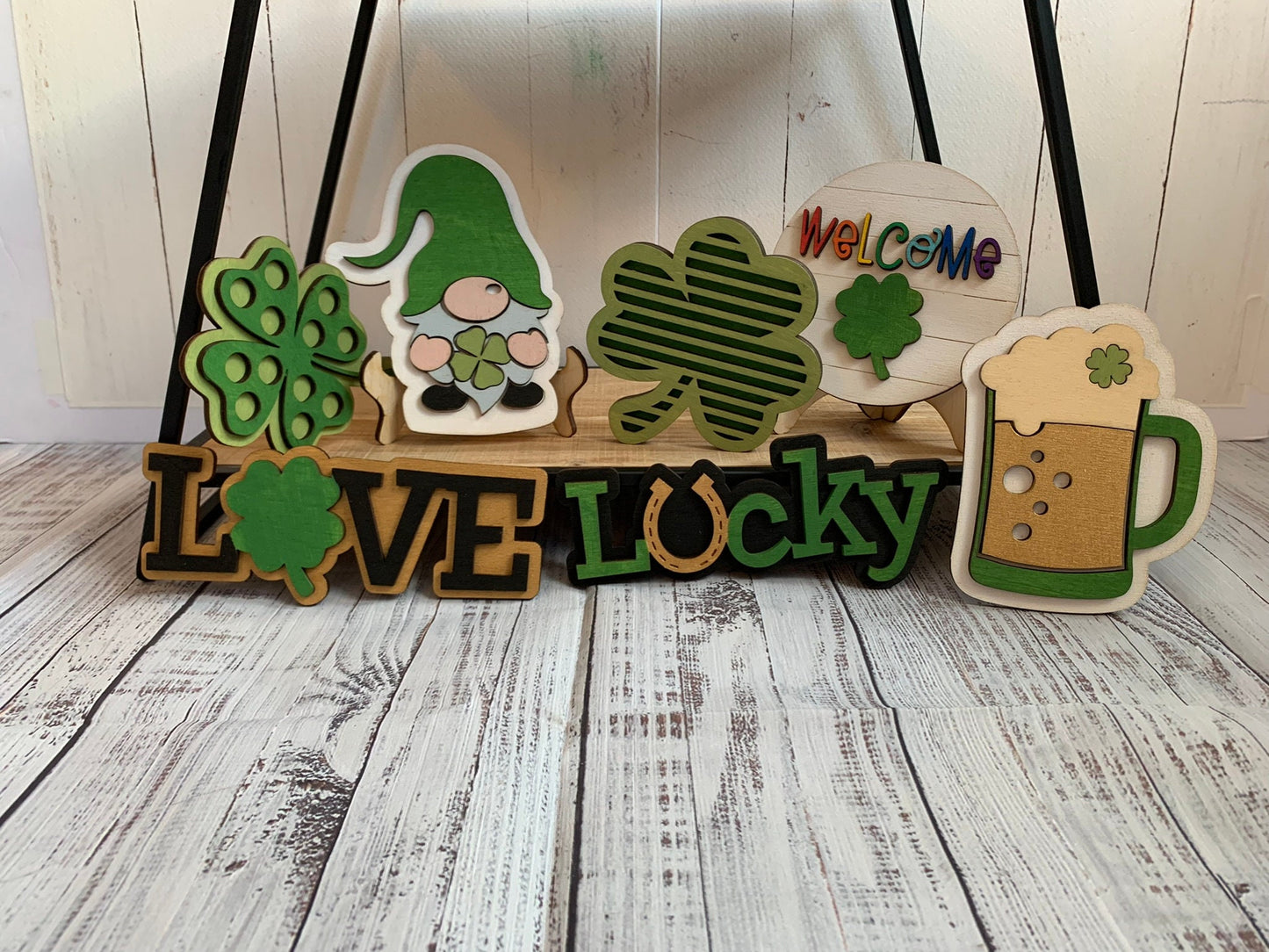 St. Patrick's Day Tiered Tray Decor - Laser Cut Wood Painted