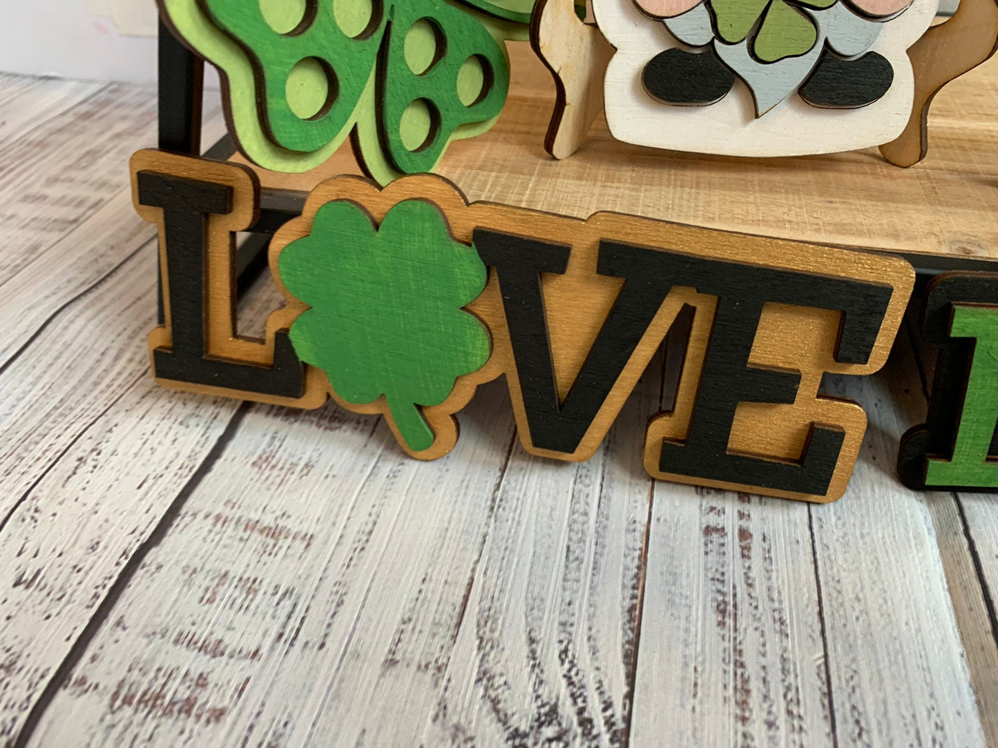 St. Patrick's Day Tiered Tray Decor - Laser Cut Wood Painted