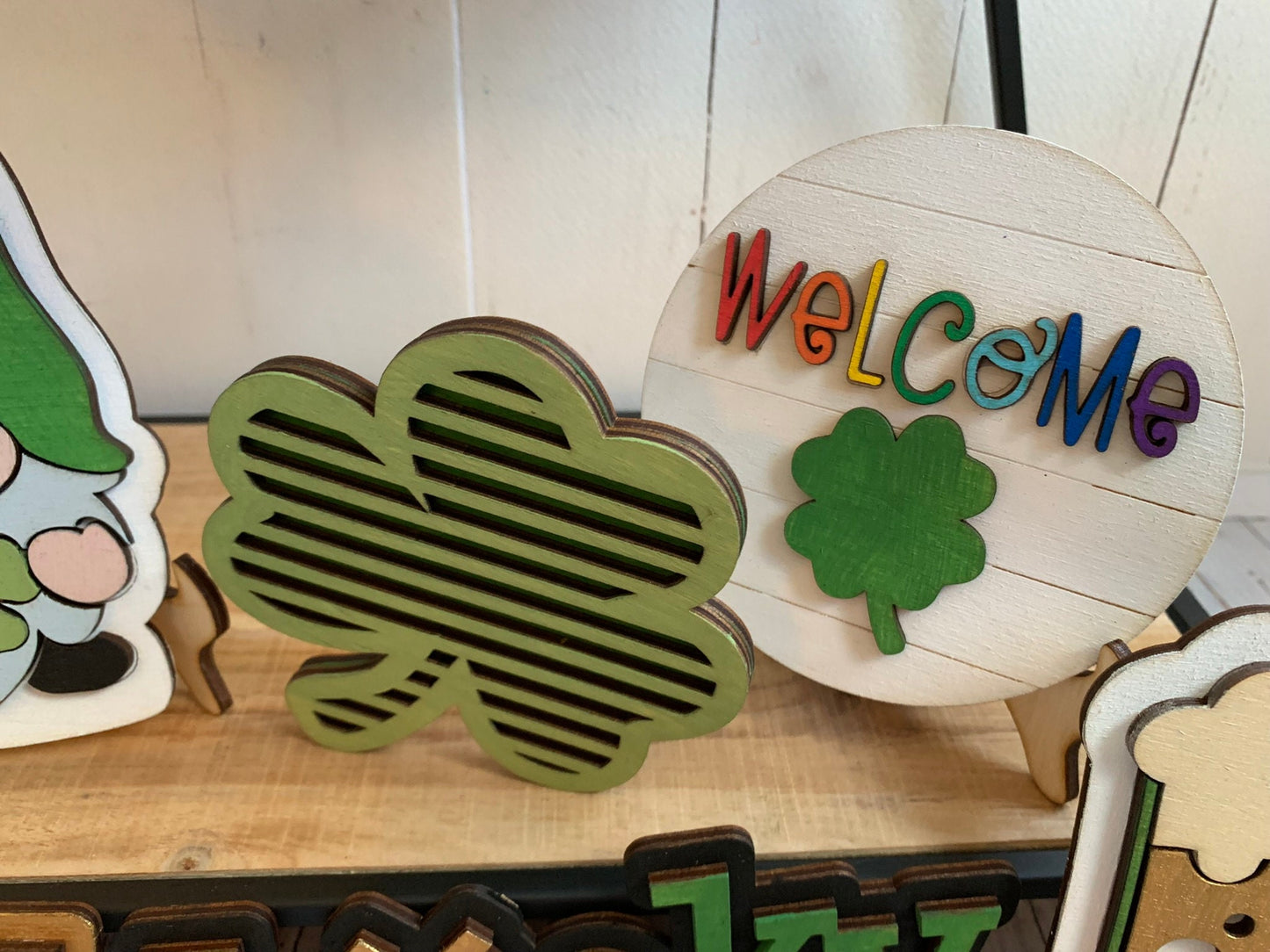 St. Patrick's Day Tiered Tray Decor - Laser Cut Wood Painted